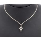 14 kt Gold Brillant-Collier, WG 585/000, Oberfläche sat.,