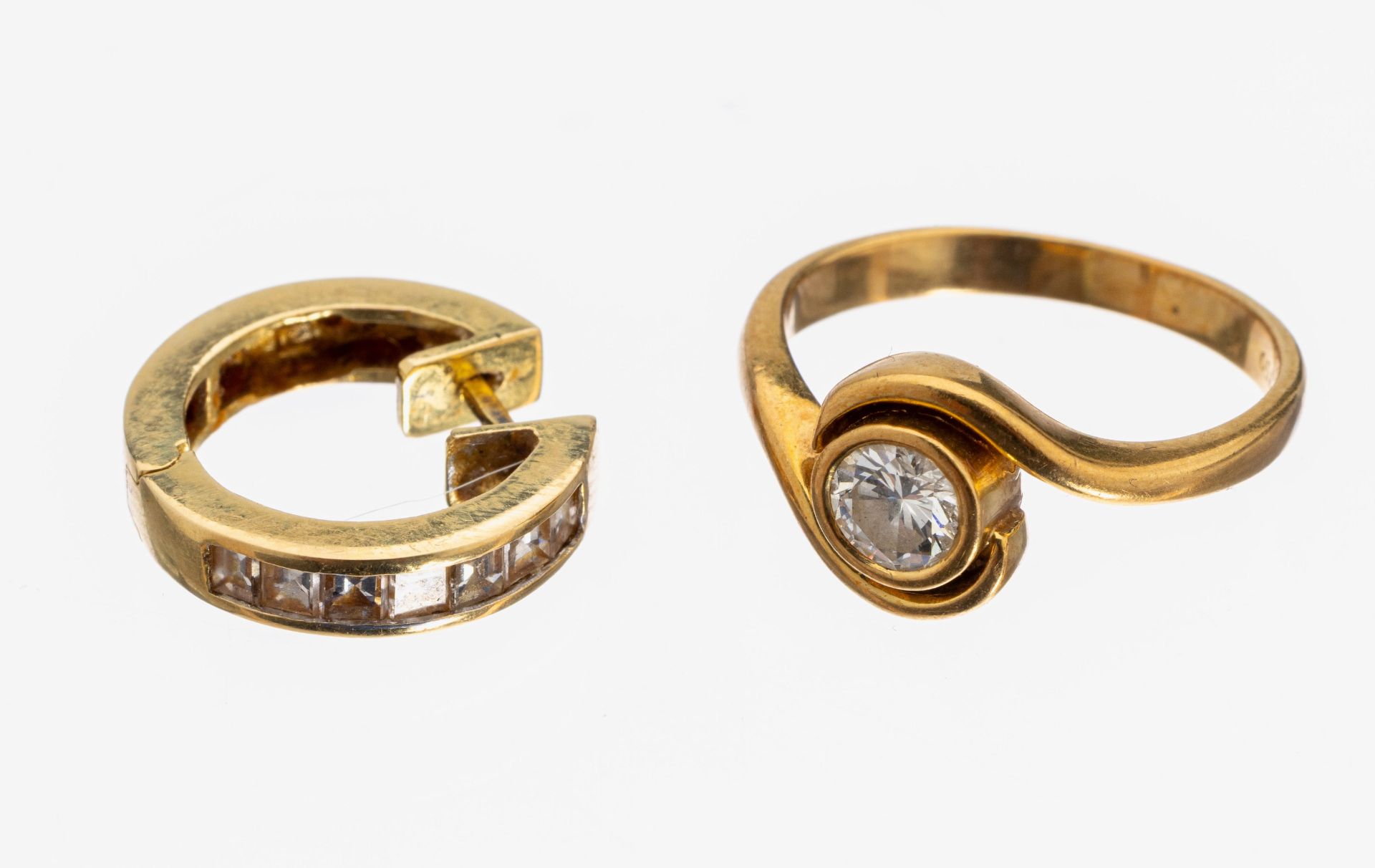 18 kt Gold Diamant-Konvolut, GG 750/000, best. aus Ring