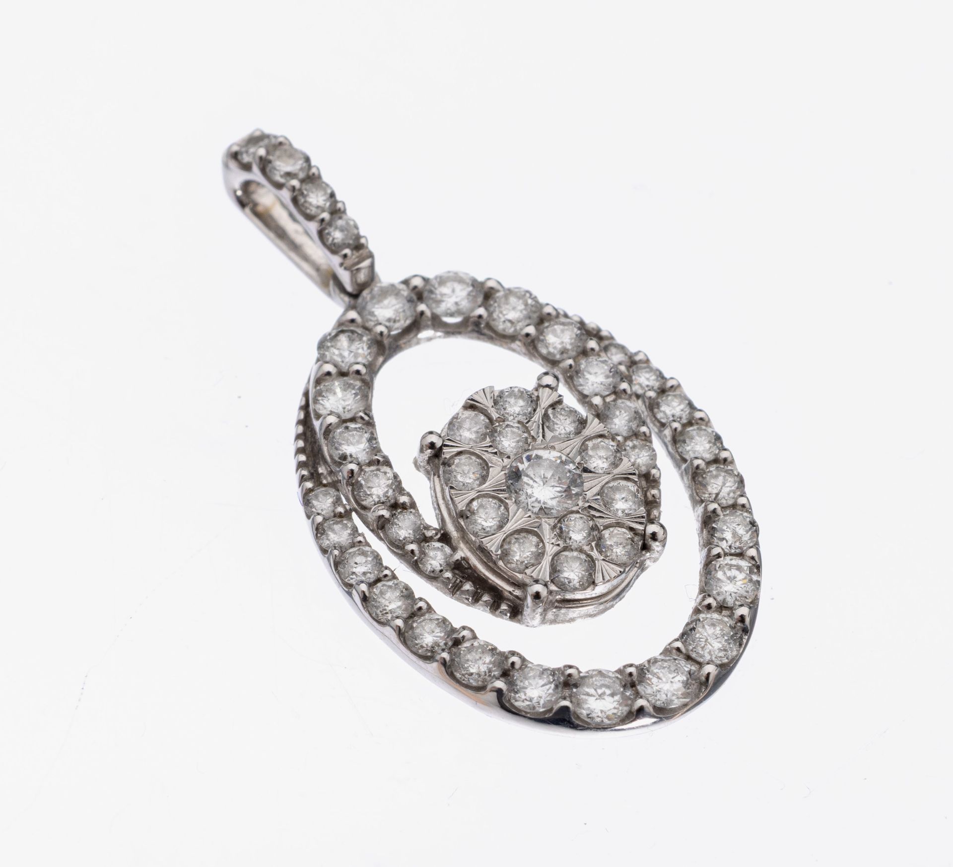 14 kt Gold Brillant-Anhänger, WG 585/000, 47 Brillanten