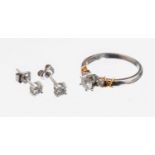 Platin Brillant-Schmuckset, Platin gepr., Ring mit 3