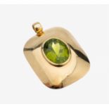 14 kt Gold Olivin-Anhänger, GG 585/000, ovalfacett. Olivin