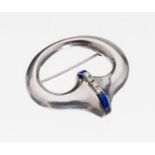 14 kt Gold Brillant-Lapislazuli-Brosche, WG585/000, mittig