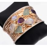 Außergewöhnliche Farbstein-Armspange, 925erSilber z.T.