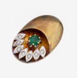 14 kt Gold Smaragd-Brillant-Anhänger, GG/WG585/000,
