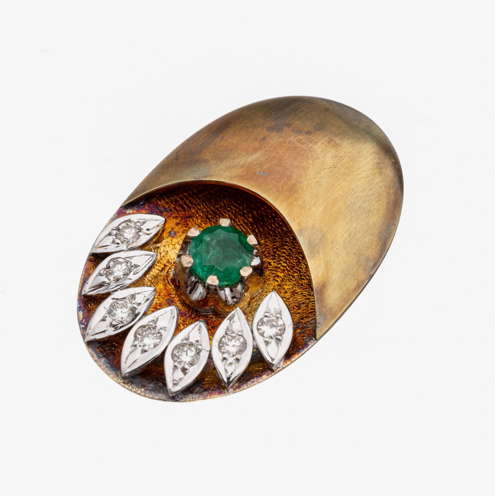 14 kt Gold Smaragd-Brillant-Anhänger, GG/WG585/000,