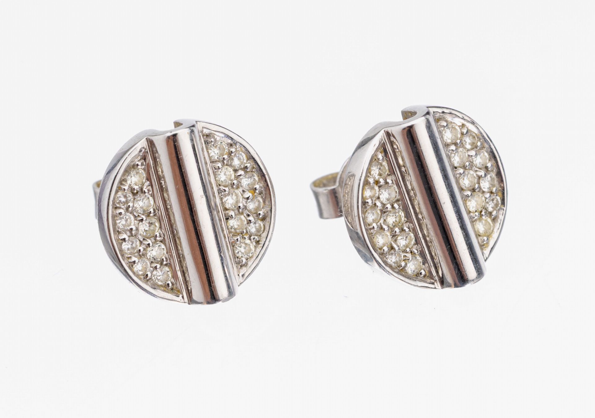 Paar 14 kt Gold Brillant-Ohrstecker, WG 585/000, 36