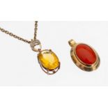 14 und 9 kt Gold Farbstein-Konvolut, best. aus: 1 x