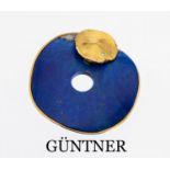 14 kt Gold Lapislazuli-Brillant-Anhänger, GG 585/000,