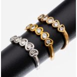 18 kt Gold Brillant-Ringtrio, GG/WG 750/000, gewellte