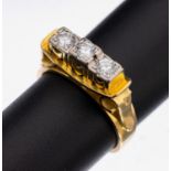 18 kt Gold Brillant-Ring, GG/WG 750/000, 3 in WG gefasste