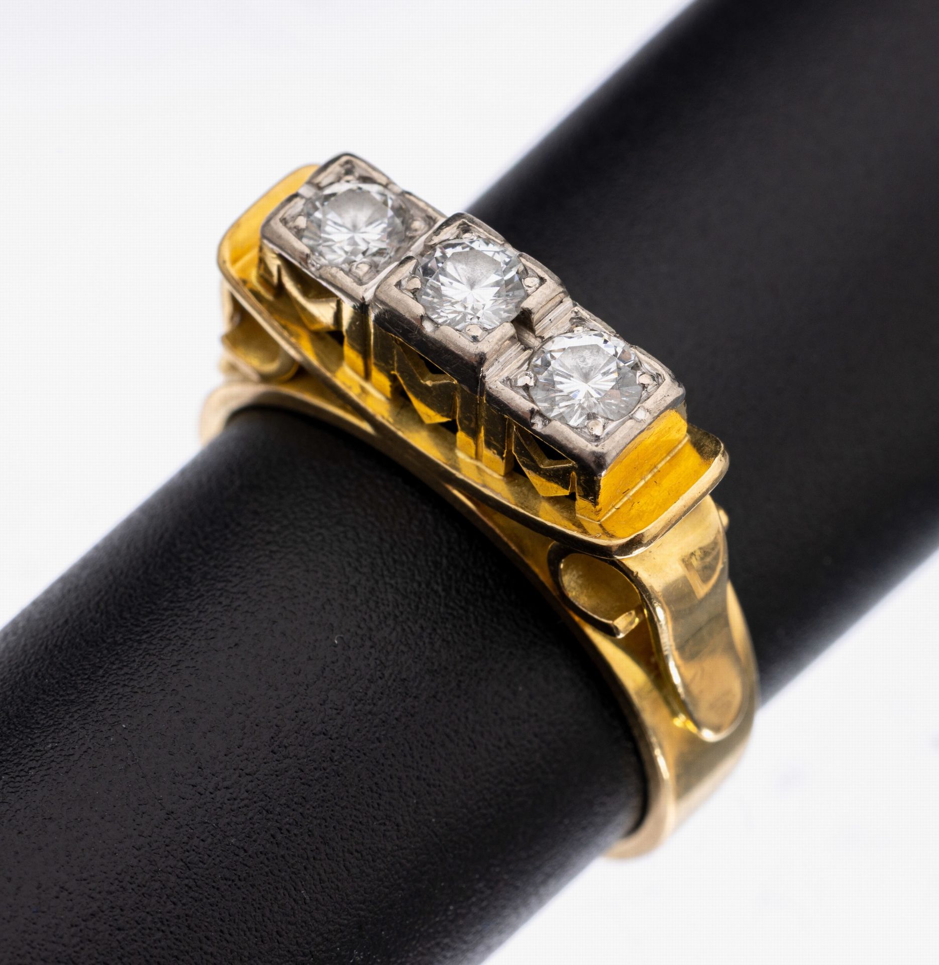 18 kt Gold Brillant-Ring, GG/WG 750/000, 3 in WG gefasste