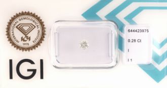 Loser Brillant, 0.28 ct l.get.Weiß(I)/p1, eingeschweißt,