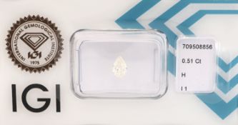 Loser Diamant, facett. Tropfen, 0.51 ct Weiß(H)/p1,