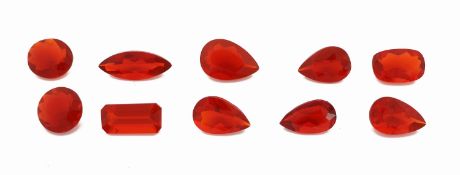 Lot 10 lose facett. rote Feueropale, zus. ca. 10.77 ct; 1