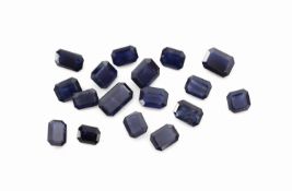 Lot lose Saphire, zus. ca. 9.66 ct, Treppenschliff in