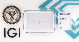 Loser Brillant, 0.24 ct feines Weiß+(F)/p1, eingeschweißt,