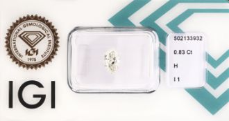 Lose Diamant Navette 0.83 ct Weiß (H)/p 1, eingeschweißt,