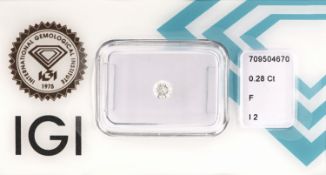 Loser Brillant, 0.28 ct feines Weiß+(F)/p2, eingeschweißt,