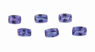 Lot 6 lose Tansanite, zus. ca. 3.03 ct, facett. Rechtecke