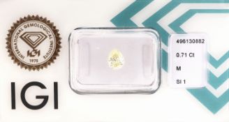 Loser Diamant 0.71 ct Getönt (M)/si 1, facett.Tropfen,