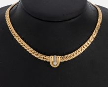 14 kt Gold Brillant-Collier, GG 585/000, 4 Brillanten zus.