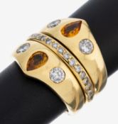 18 kt Gold Saphir-Brillant-Ring, GG 750/000, qualitätvolle