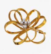 18 kt Gold Brillant-Brosche, GG/WG 750/000,Schleife, 5 in