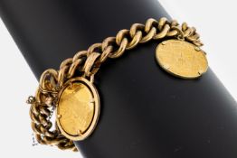 14 kt Gold Bettelarmband mit Medaillen, GG 585/000/, 4 x