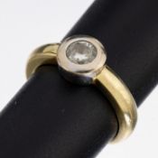14 kt Gold Brillant-Ring, GG/WG 585/000, inWG gefasster