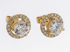 Paar 18 kt Gold Brillant-Ohrstecker, GG 750/000