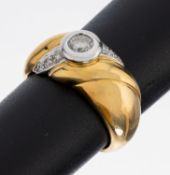 18 kt Gold Brillant-Ring, GG/WG 750/000, 7 Brillanten zus.