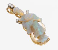 18 kt Gold Opal-Brillant-Anhänger, GG/WG 750/000,