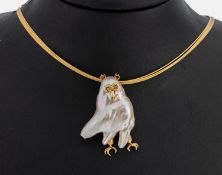 18 kt Gold Perl-Brillant-Anhänger, GG 750/000,