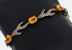 18 kt Gold Mandaringranat-Brillant-Armband, GG 750/000