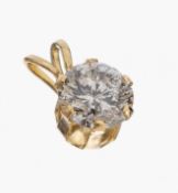 14 kt Gold Brillant-Anhänger, GG 585/000, Brillant 1.0 ct