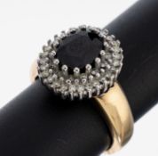 14 kt Gold Saphir-Brillant-Ring, GG/WG 585/000, WG