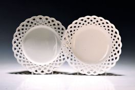 Zwei Dessertteller, Frankenthal, 1787, Fahne geflochtene
