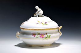 Deckelterrine, Meissen, um 1870-80, 2. Wahl, bunt bemalt