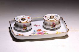 Schreibzeug, Meissen, um 1890, Porzellan, Blumenmalerei