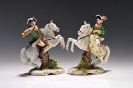 Paar Porzellanfiguren Reiter, Aelteste Volkstedt,