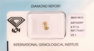 Loser Diamant, 0.77 ct natural fancy yellowishbrown/vs1,