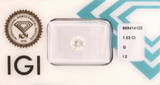 Loser Brillant, 1.03 ct feines Weiß(G)/p2, eingeschweißt,