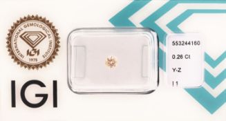 Loser Brillant, 0.26 ct Getönt(Y-Z)/p1, eingeschweißt, mit