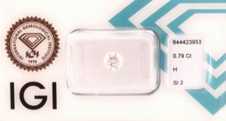 Loser Brillant, 0.79 ct Weiß(H)/si2, eingeschweißt,