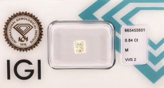 Loser Princess Cut Diamant, 0.84 ct Getönt(M)/vvs2,