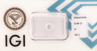 Loser Brillant, 0.48 ct Weiß(H)/vs2, eingeschweißt, mit