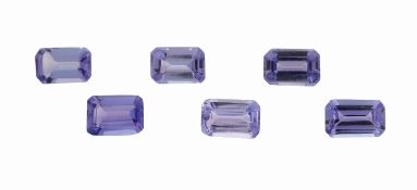 Lot 6 lose Tansanite, zus. ca. 3.14 ct, facett. Baguettes