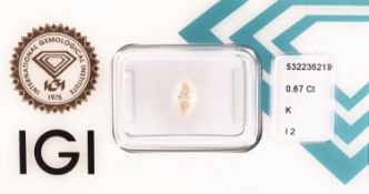 Lose Diamant-Navette, 0.67 ct get.Weiß(K)/p2,