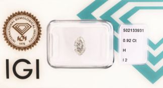 Lose Diamant-Navette, 0.92 ct Weiß(H)/p2, eingeschweißt,