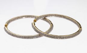 Paar 18 kt Gold Brillant-Ohrcreolen, GG 750/000, 554
